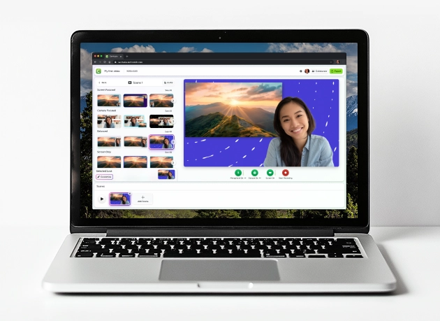Image of laptop with the Camtasia online recorder open
